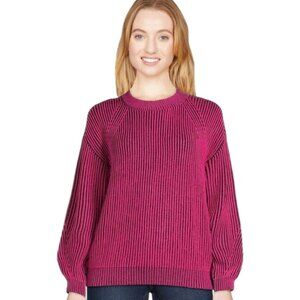 Womens XXL No Boundaries Plaited Hot Pink Long Blousen Sleeves Pullover Sweater